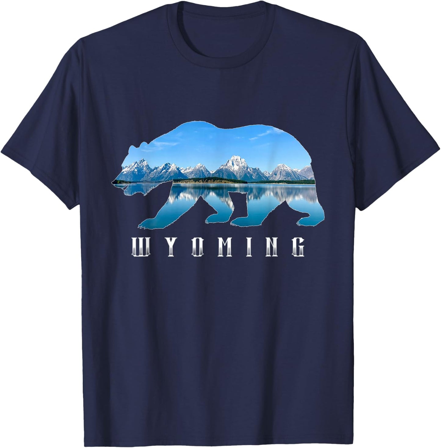 Wyoming Bear & Grand Teton National Park Image Souvenir T-Shirt - T-Shirt | Navy