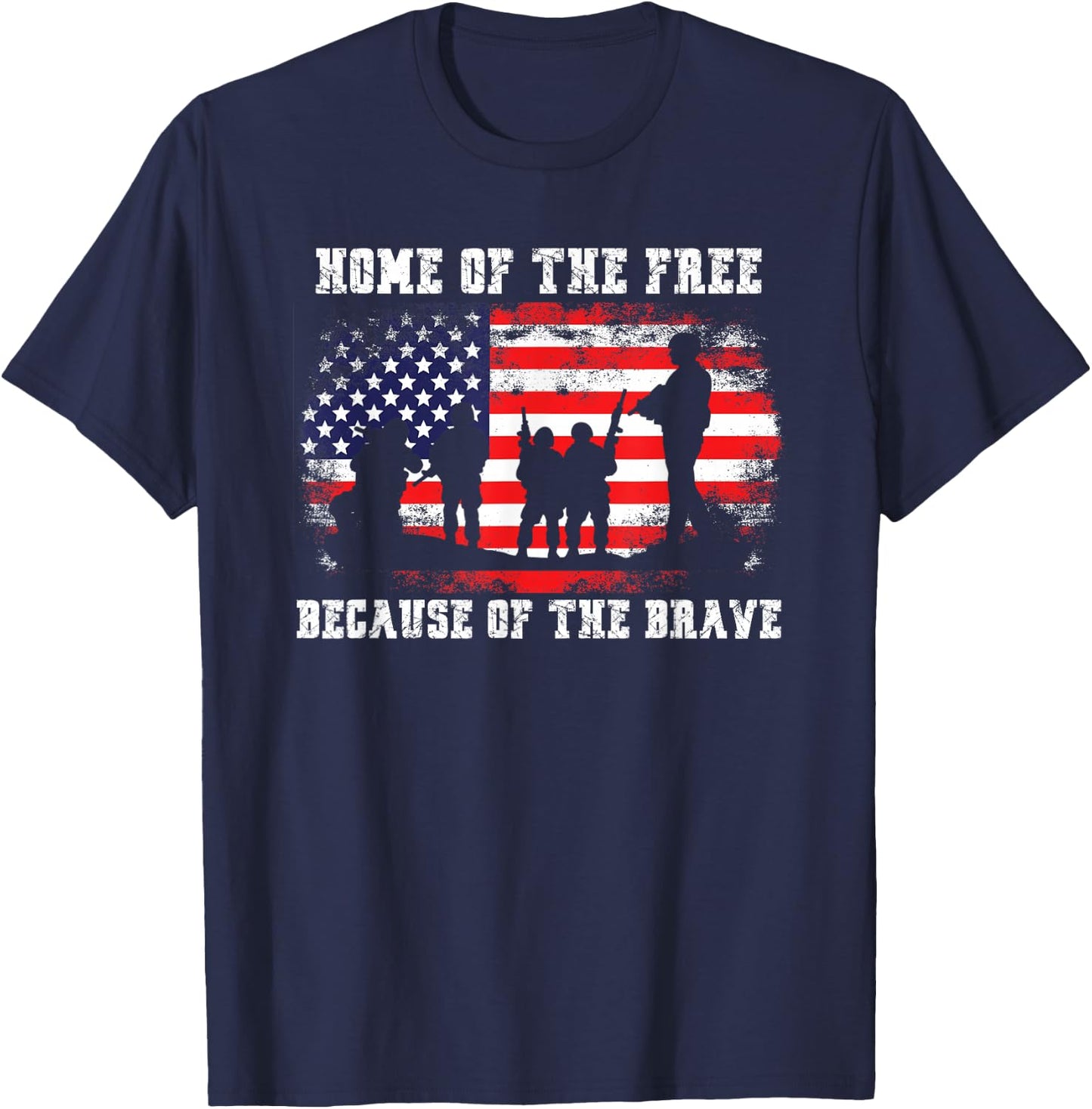 Home of The Free Because of The Brave American Flag T-Shirt - T-Shirt | Navy