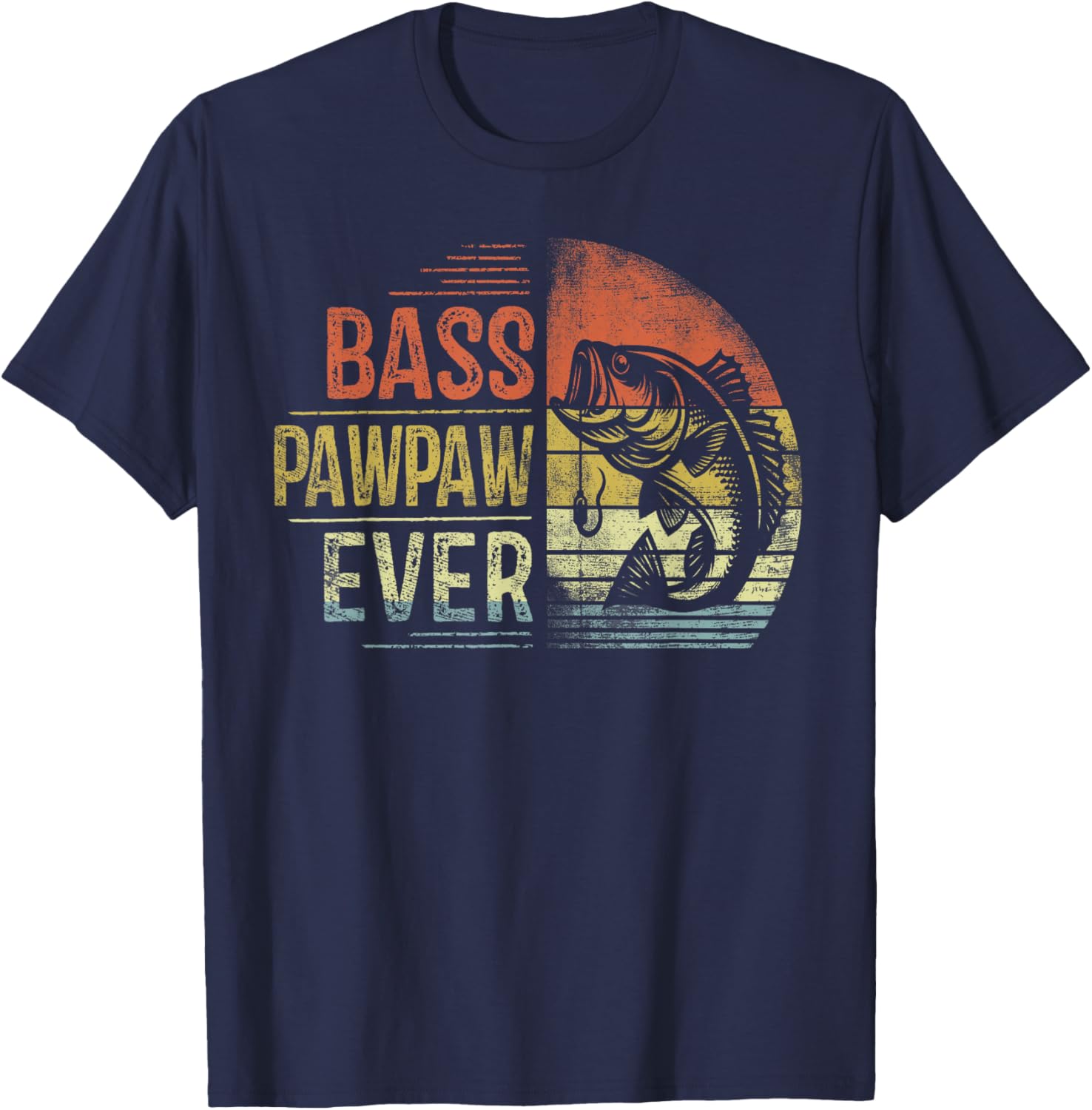 Bass Pawpaw Ever Fishing Gifts Pawpaw Birthday Vintage T-Shirt - T-Shirt | Navy