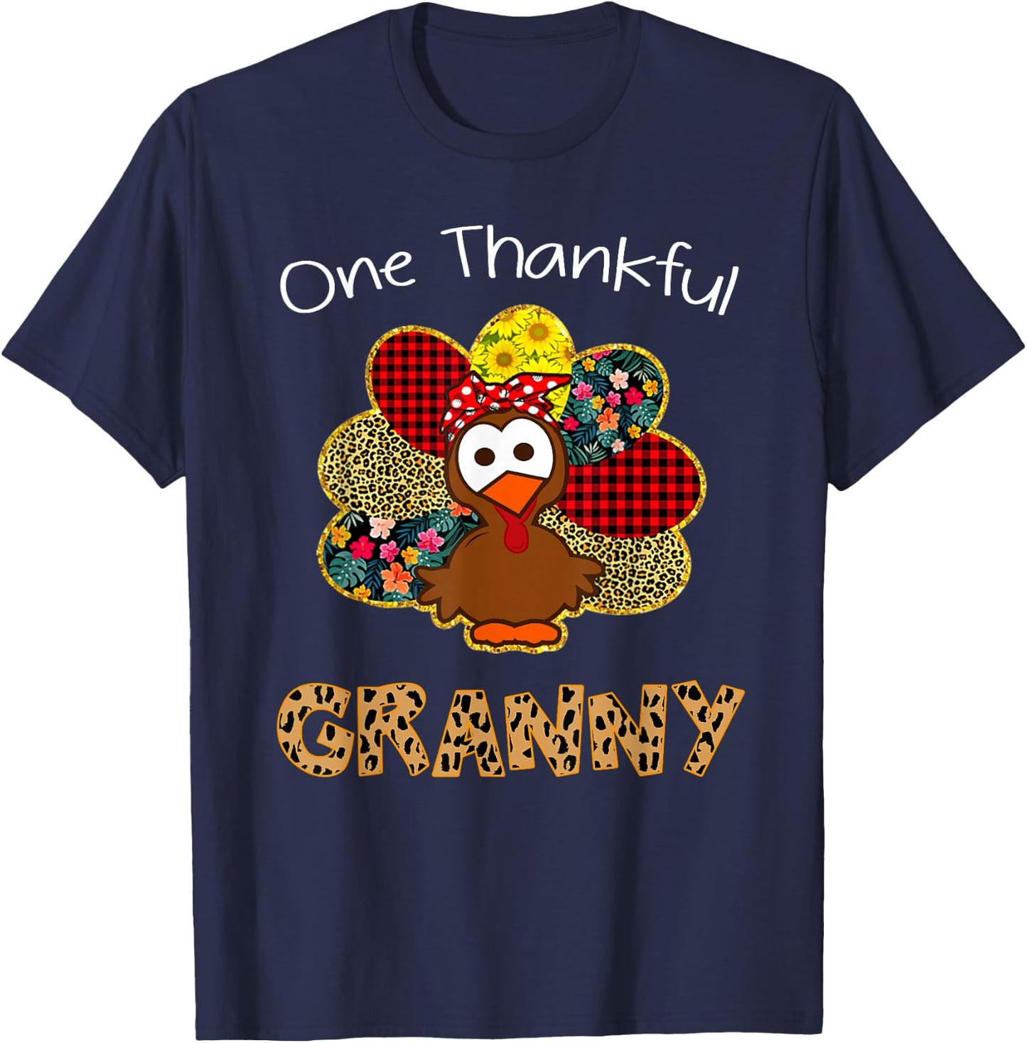 One Thankful Granny Shirt Funny Cute Turkey Thanksgiving T-Shirt - T-Shirt | Navy