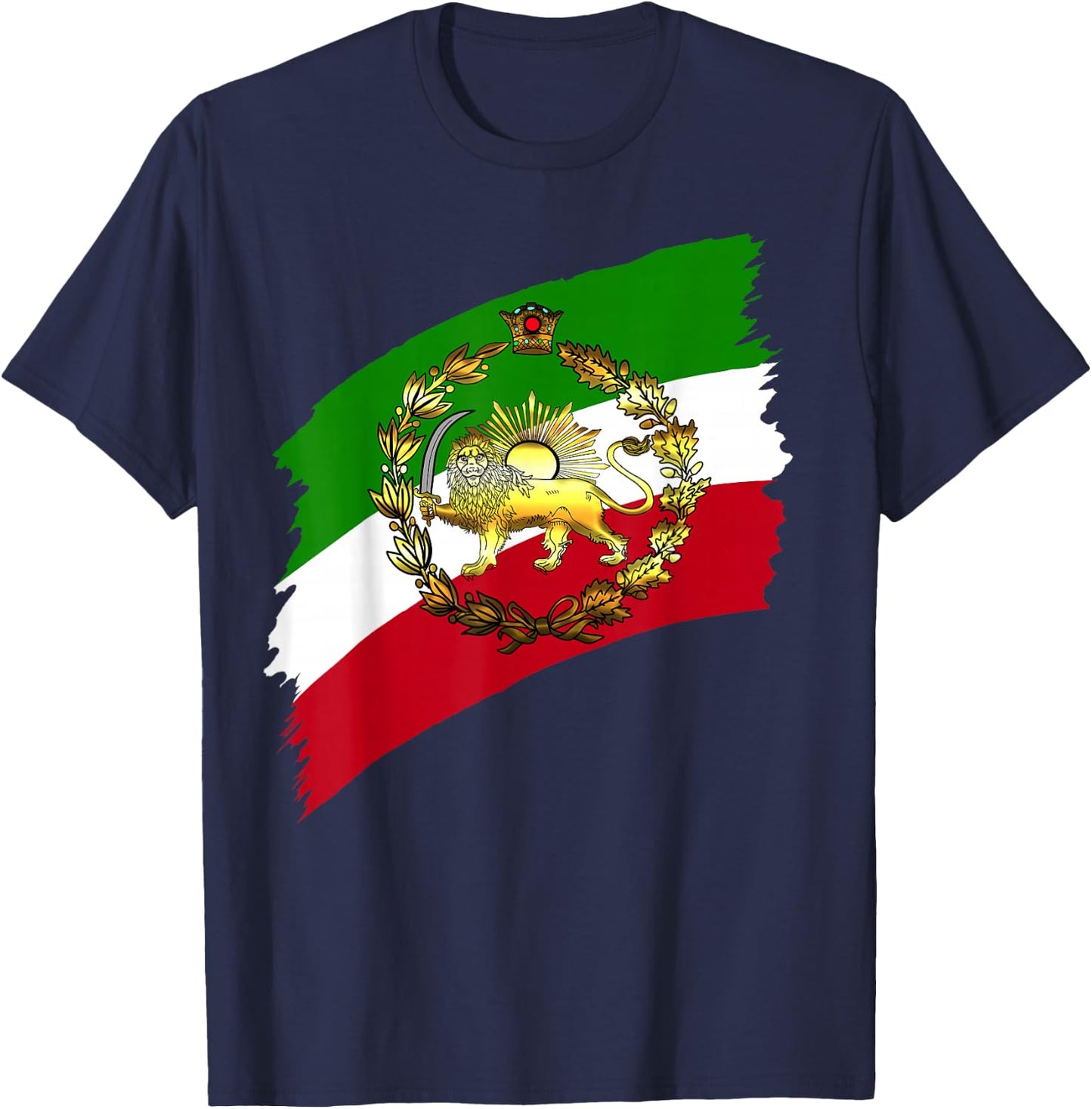 Iran flag with lion and crown T-Shirt - T-Shirt | Navy
