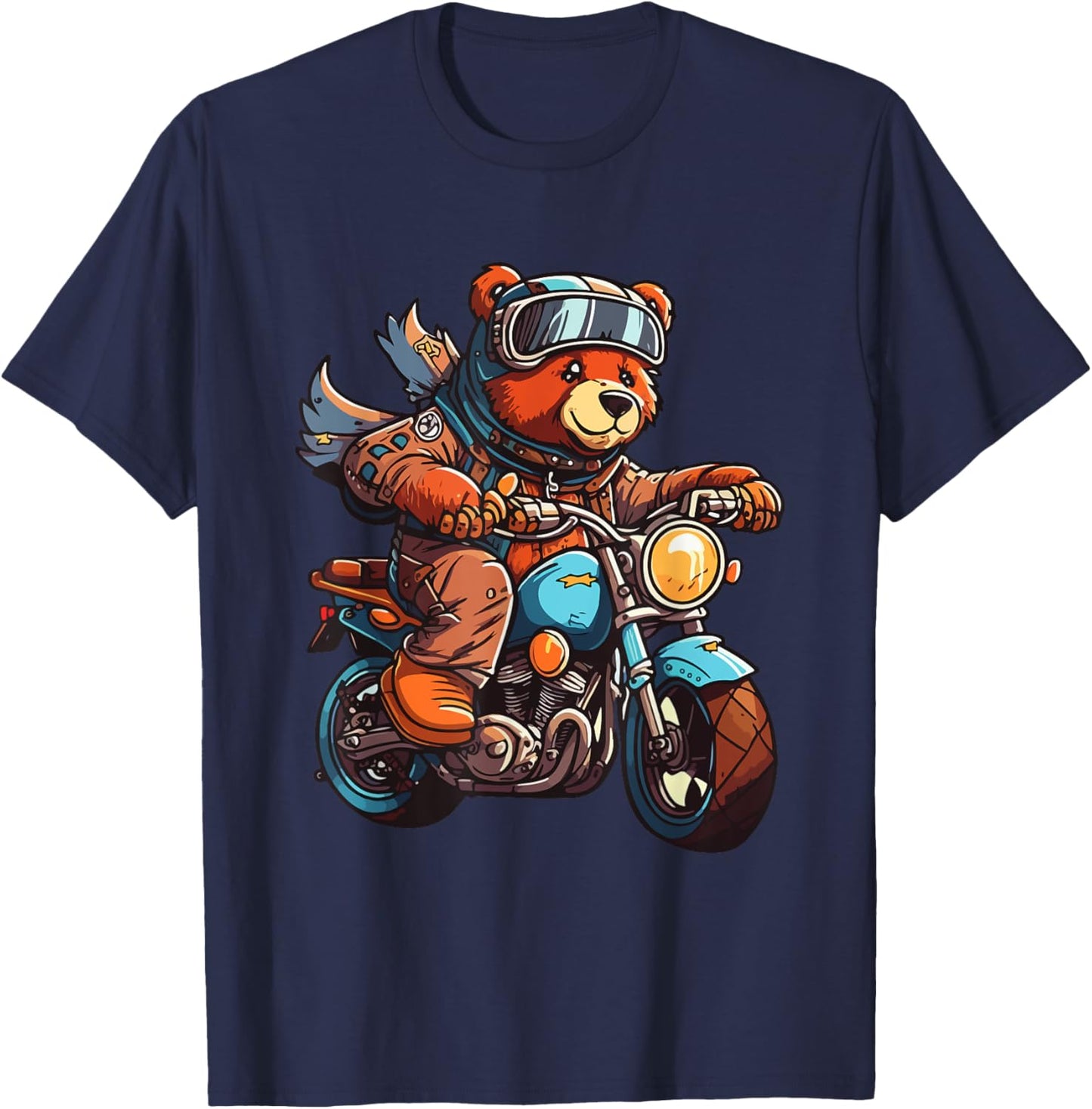 Bear on motorcycle riding biker motorcyclist T-Shirt - T-Shirt | Navy