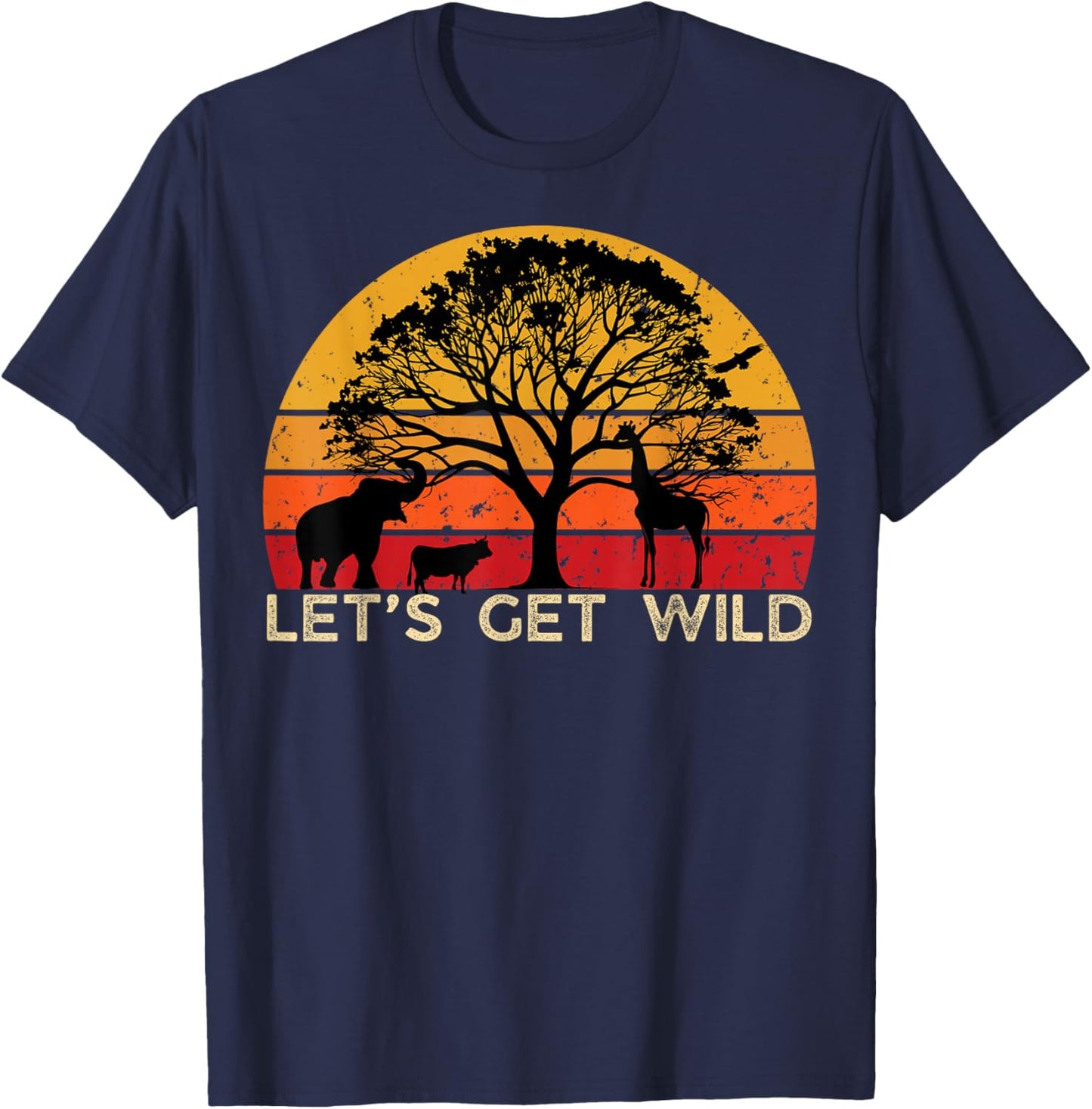 Zoo Animals Wildlife Birthday Party Let's Get Wild Safari T-Shirt - T-Shirt | Navy