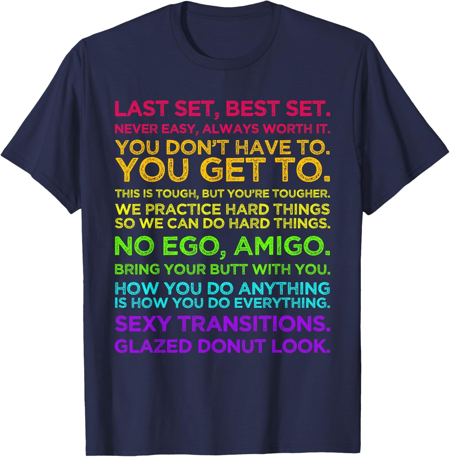 Jess Sims Motivational Quotes - Rainbow Text T-Shirt - T-Shirt | Navy