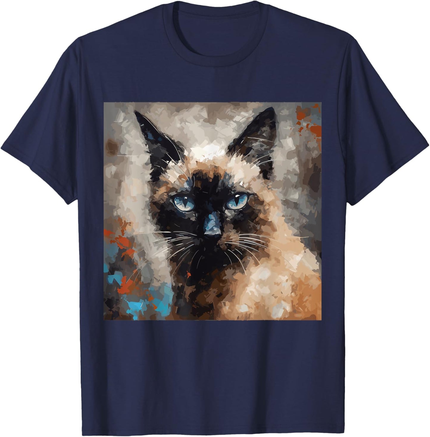 Siamese Cat Kitten Painting Cat Lover Funny Siamois Kitty T-Shirt - T-Shirt | Navy