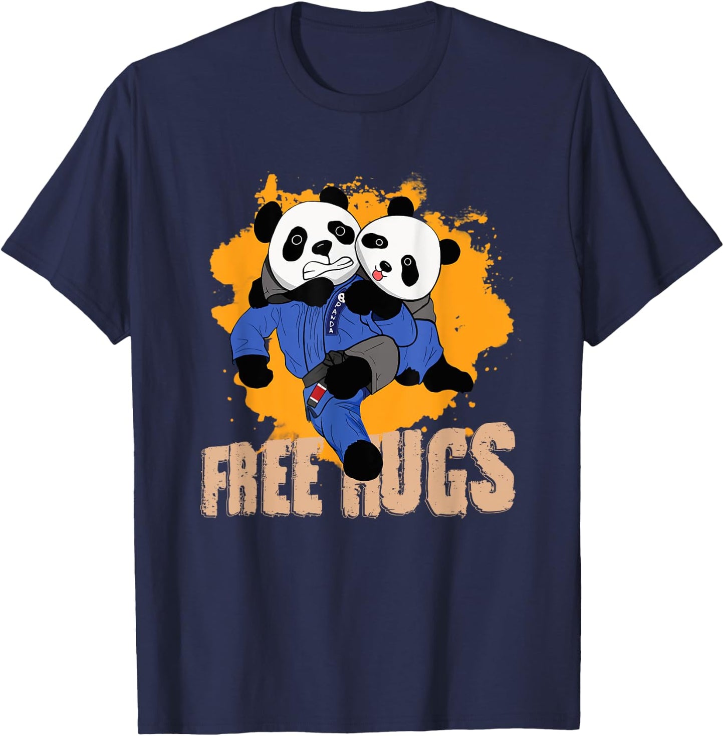 Free Hugs Panda Brazilian BJJ Jiu-Jitsu T-Shirt - T-Shirt | Navy