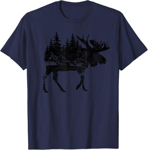 Moose Nature Alaska Hiking Fishing Camping Hunting T-Shirt - T-Shirt | Navy