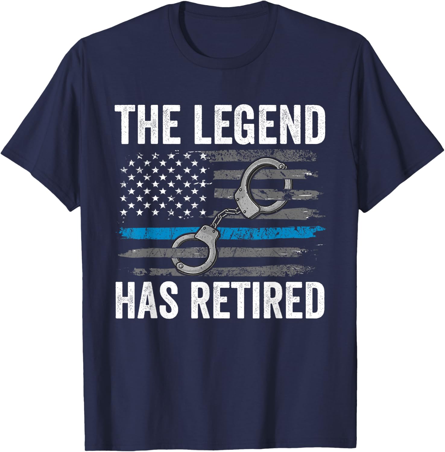 Retired Police Officer Shirt Thin Blue Line Flag Retirement T-Shirt - T-Shirt | Navy