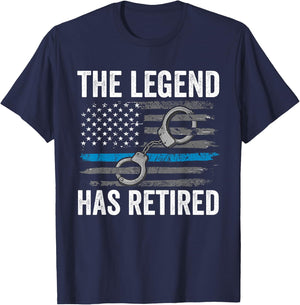 Retired Police Officer Shirt Thin Blue Line Flag Retirement T-Shirt - T-Shirt | Navy