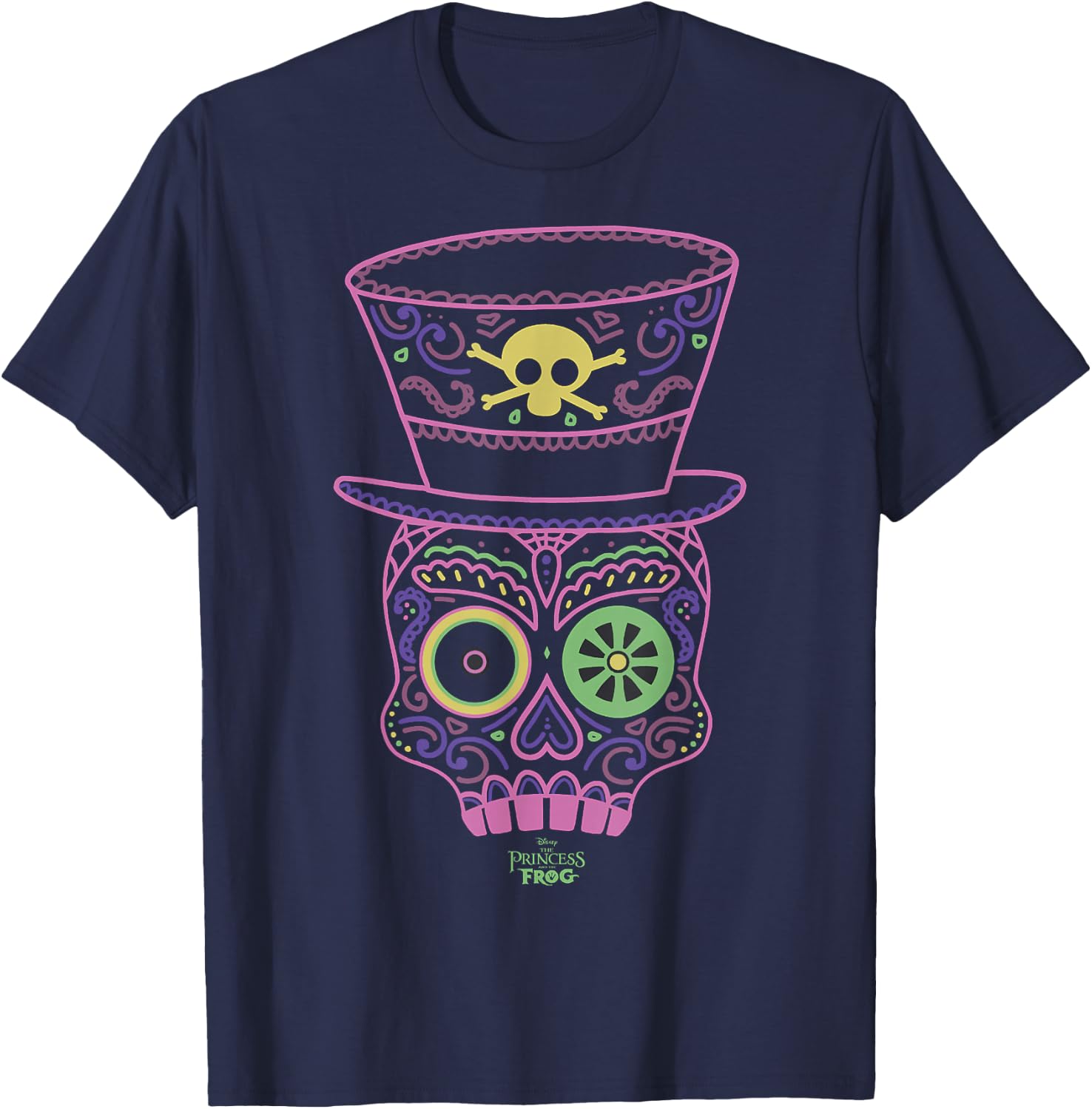 Disney Princess And The Frog Dr. Facilier Line Art Mask T-Shirt - T-Shirt | Navy