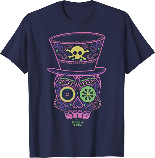 Disney Princess And The Frog Dr. Facilier Line Art Mask T-Shirt - T-Shirt | Navy