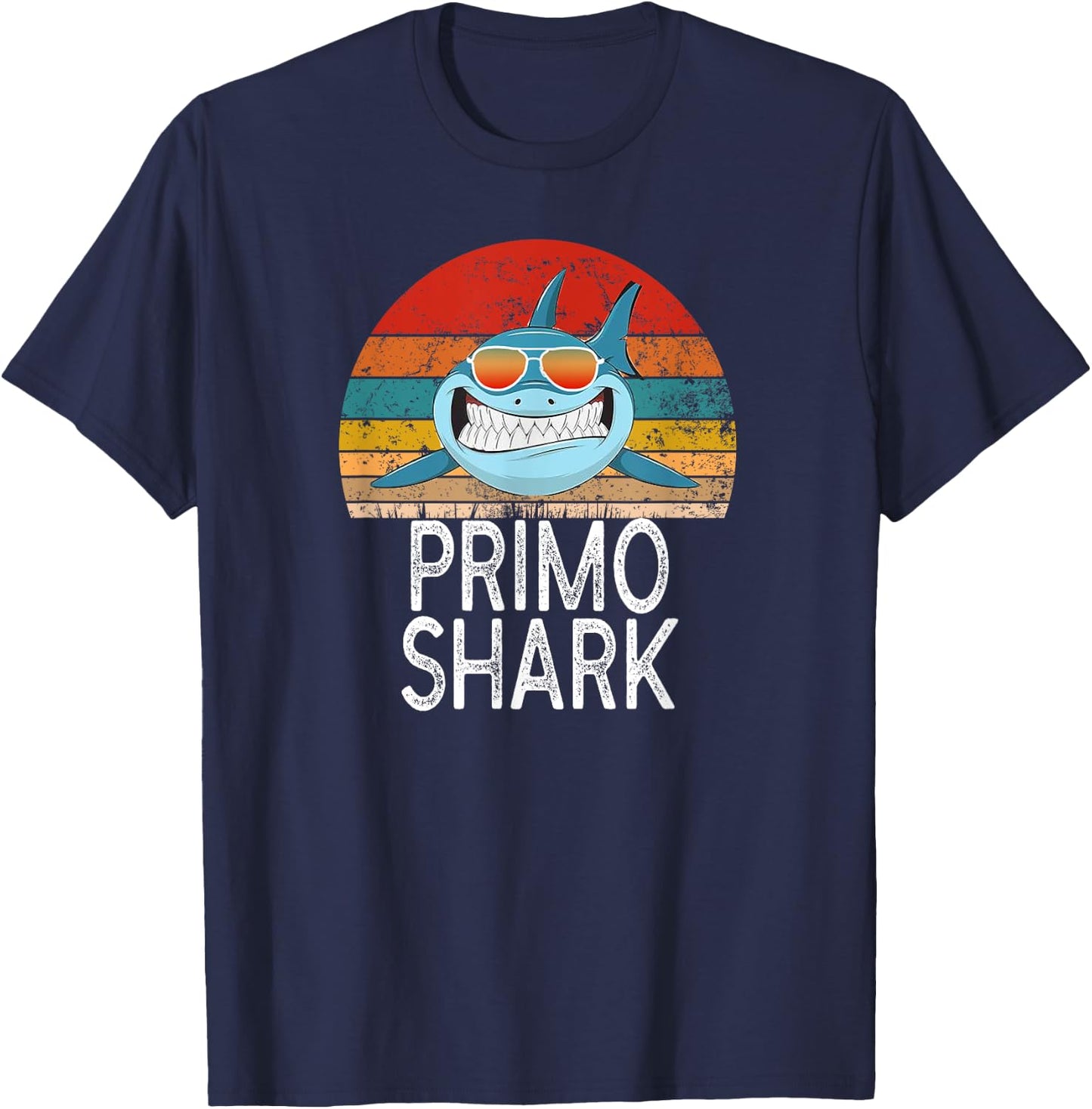 Primo Shark Funny Spanish Cousin Vintage T-Shirt - T-Shirt | Navy
