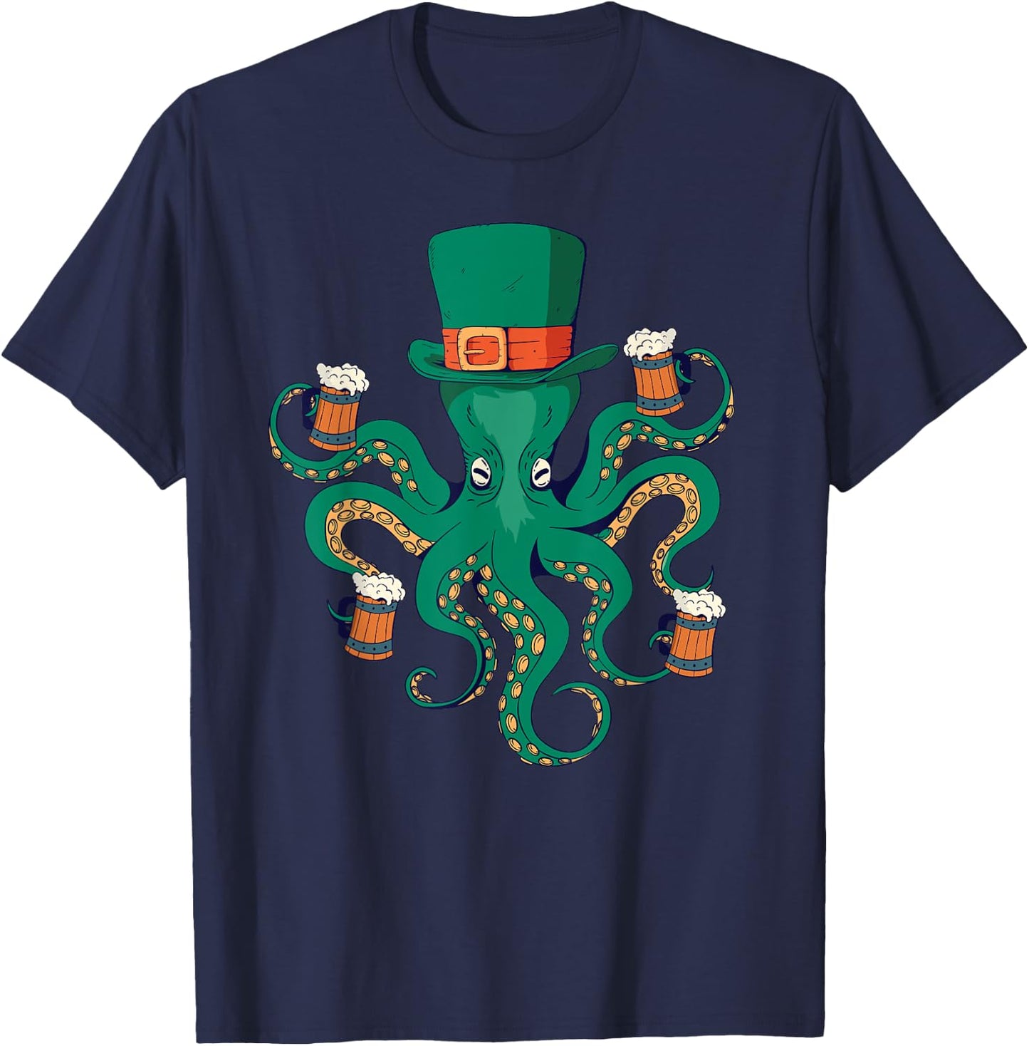 St. Patricks Day Irish Octopus Kraken Beer Party Funny Gift T-Shirt - T-Shirt | Navy