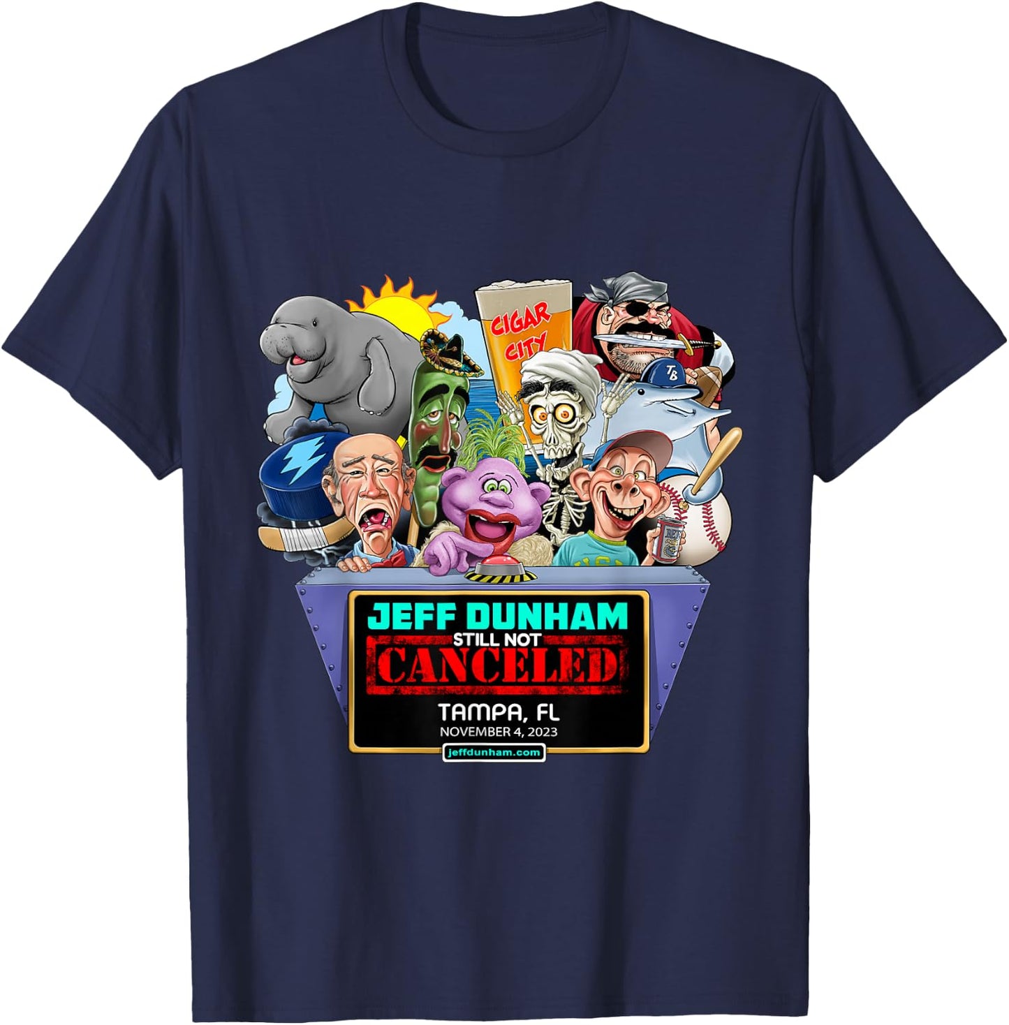 Jeff Dunham -Adults Black Small Classic Fit Short Sleeve T-Shirt - T-Shirt | Navy