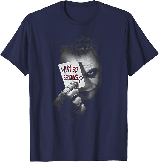 DC Comics Men's Adult Black Batman Dark Knight 'Why So Serious' T-Shirt - T-Shirt | Navy