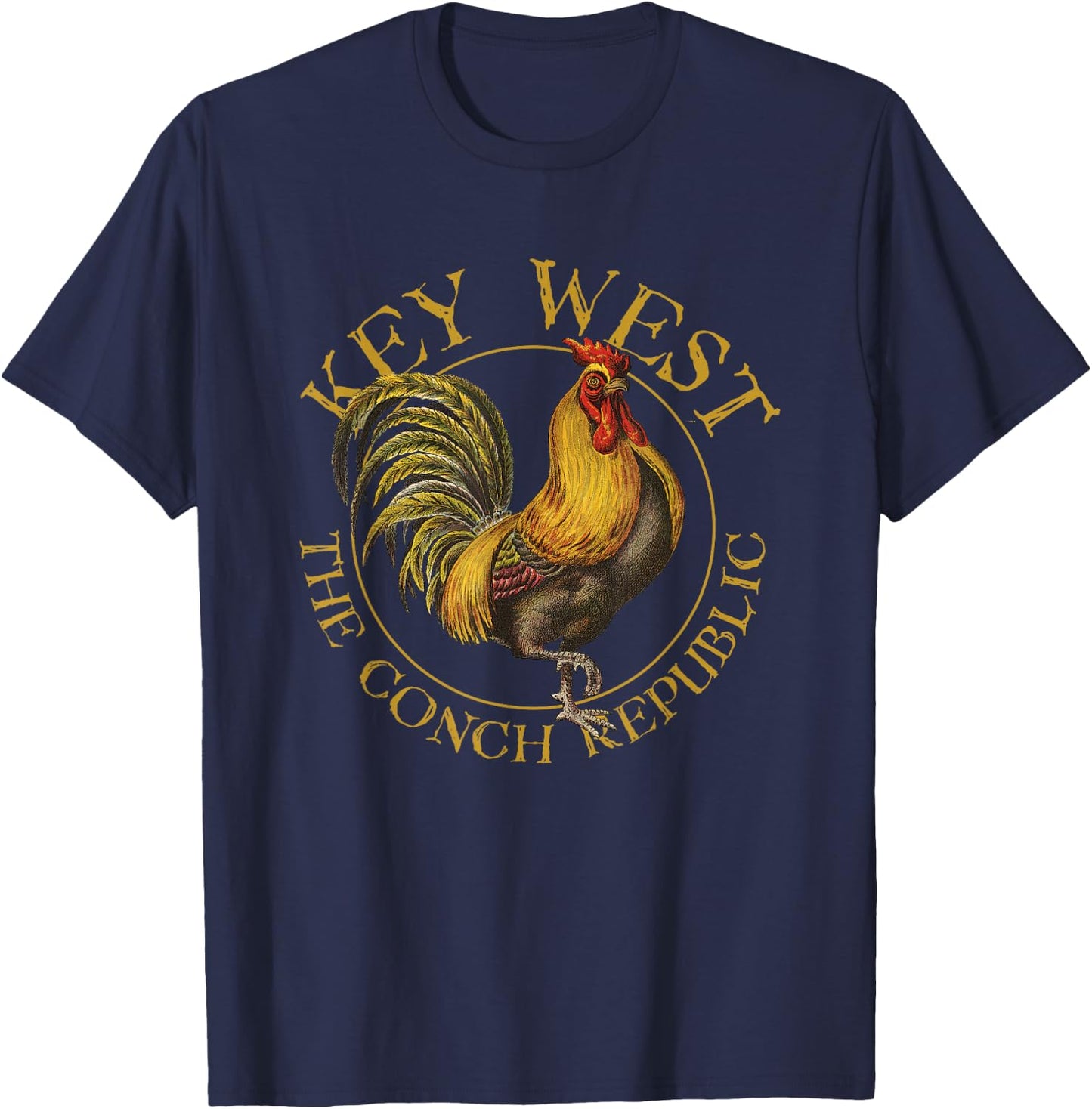 Key West Florida Vintage Rooster Design Souvenir T-Shirt - T-Shirt | Navy