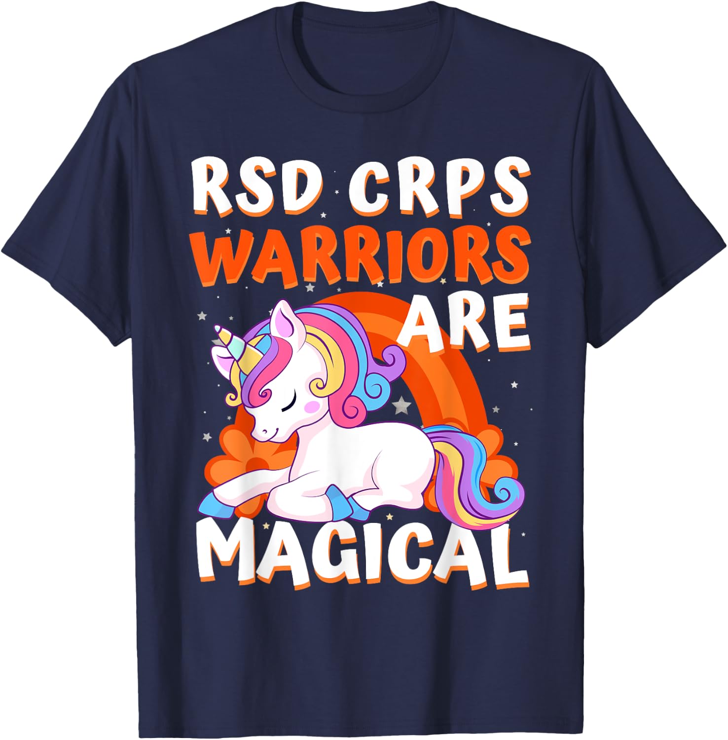 Warriors Are Magical RSD CRPS Awareness Ribbon Unicorn T-Shirt - T-Shirt | Navy