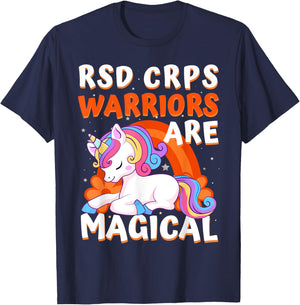 Warriors Are Magical RSD CRPS Awareness Ribbon Unicorn T-Shirt - T-Shirt | Navy