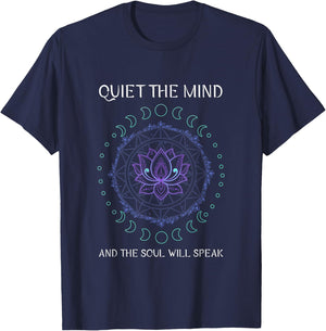Quiet The Mind And The Soul Will Speak Namaste Spiritual T-Shirt - T-Shirt | Navy