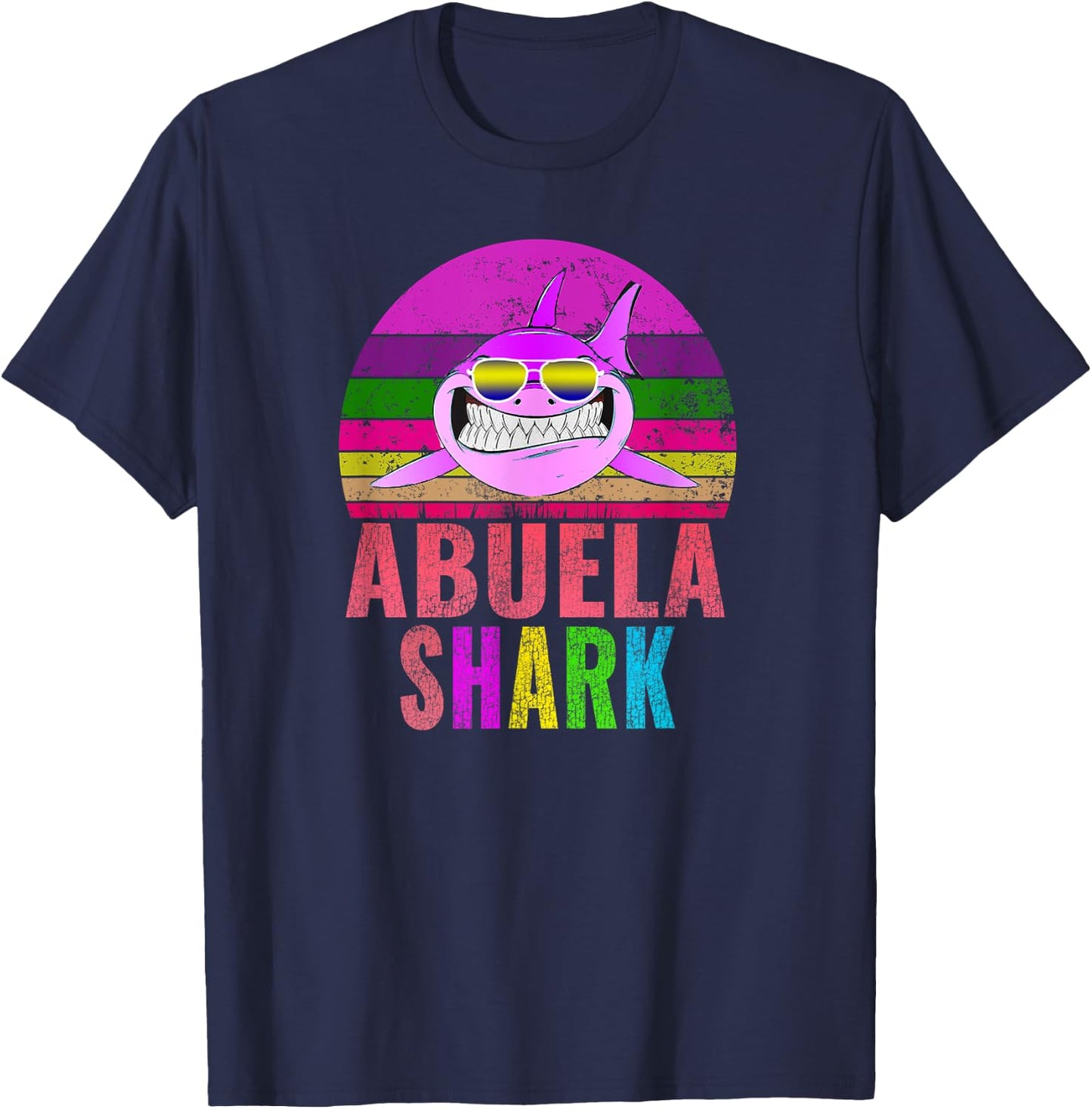 Abuela Shark Funny Spanish Grandma Vintage T-Shirt - T-Shirt | Navy