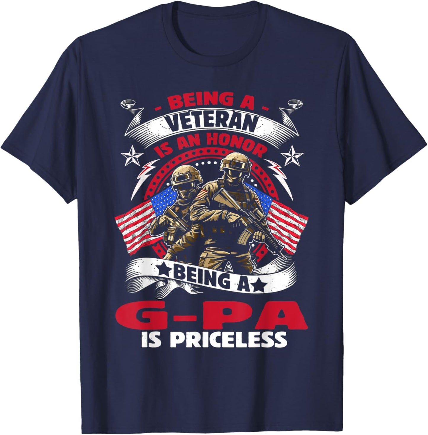 Veteran G Pa Grandpa USA Flag 4th Of July T-Shirt - T-Shirt | Navy