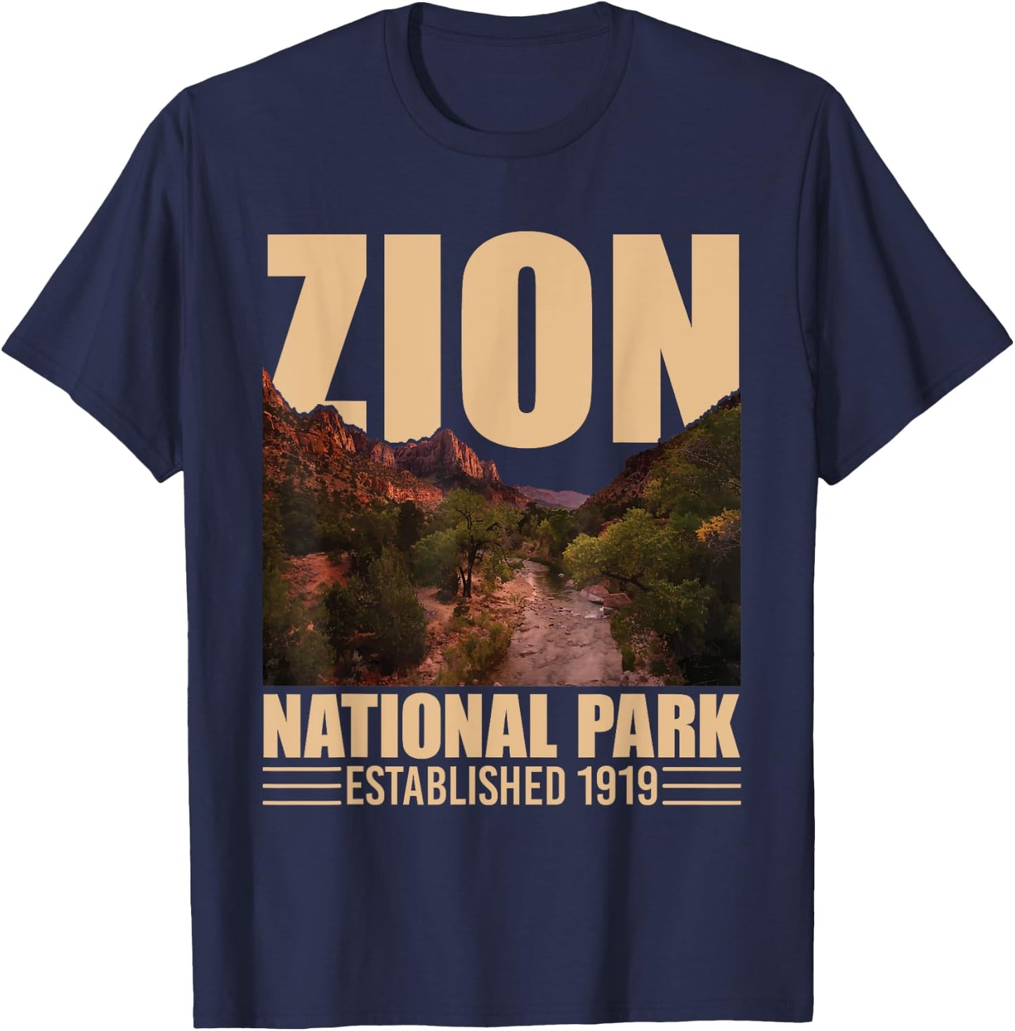Zion National Park - Retro Hiking & Camping Lover T-Shirt - T-Shirt | Navy