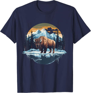 Buffalo Artwork Bison African Animal Lovers Colorful Nature T-Shirt - T-Shirt | Navy