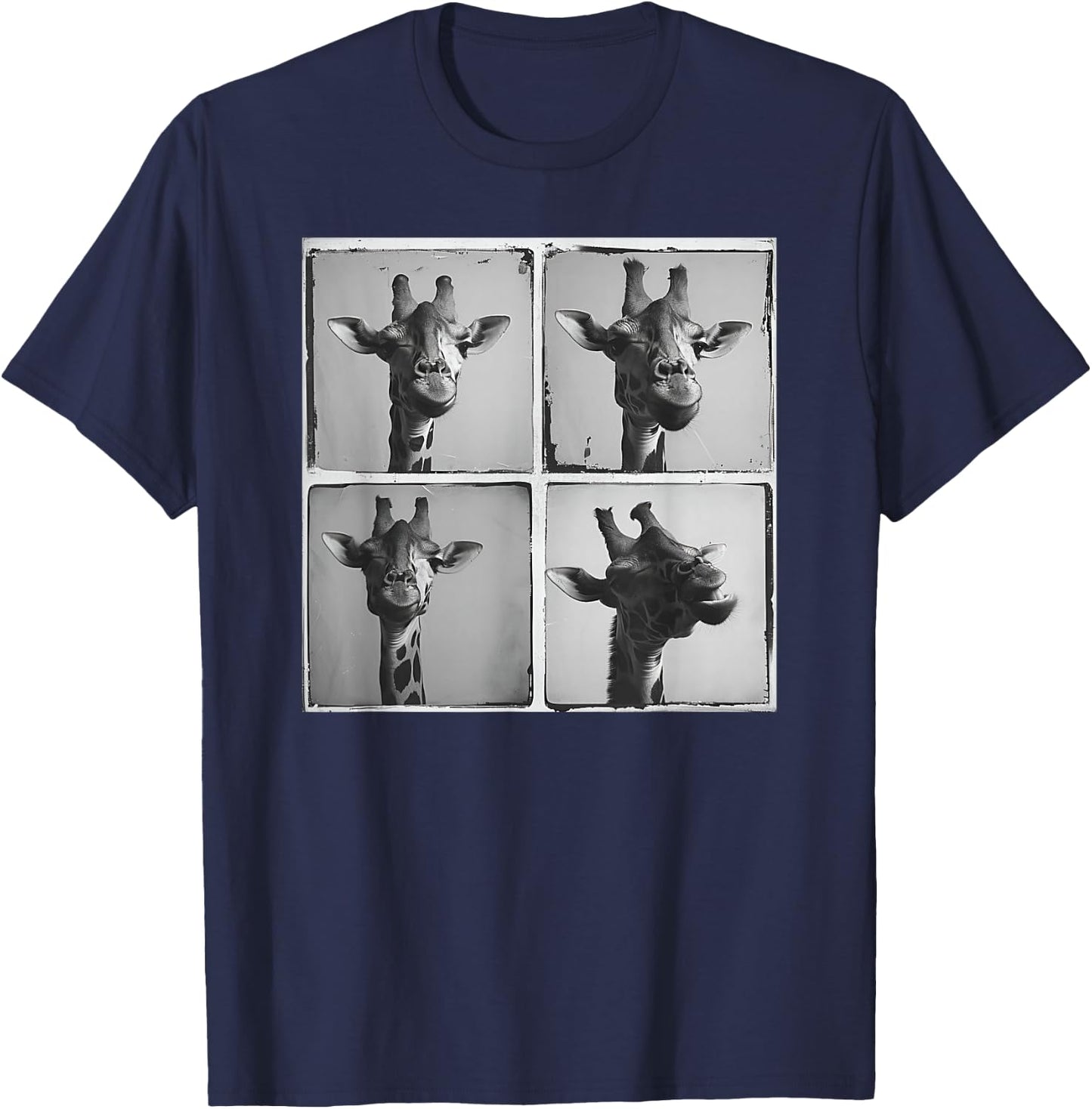 Cool Giraffe Face Photo Love Giraffes Funny Safari Animal T-Shirt - T-Shirt | Navy