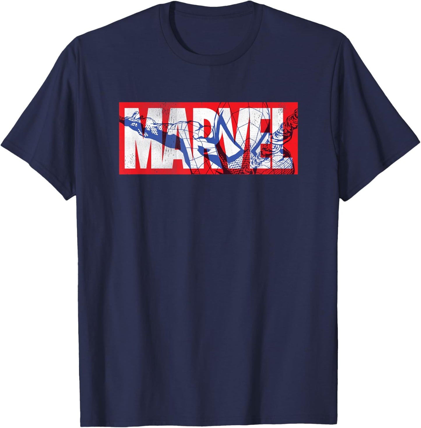 Marvel Logo with Spider-Man T-Shirt - T-Shirt | Navy