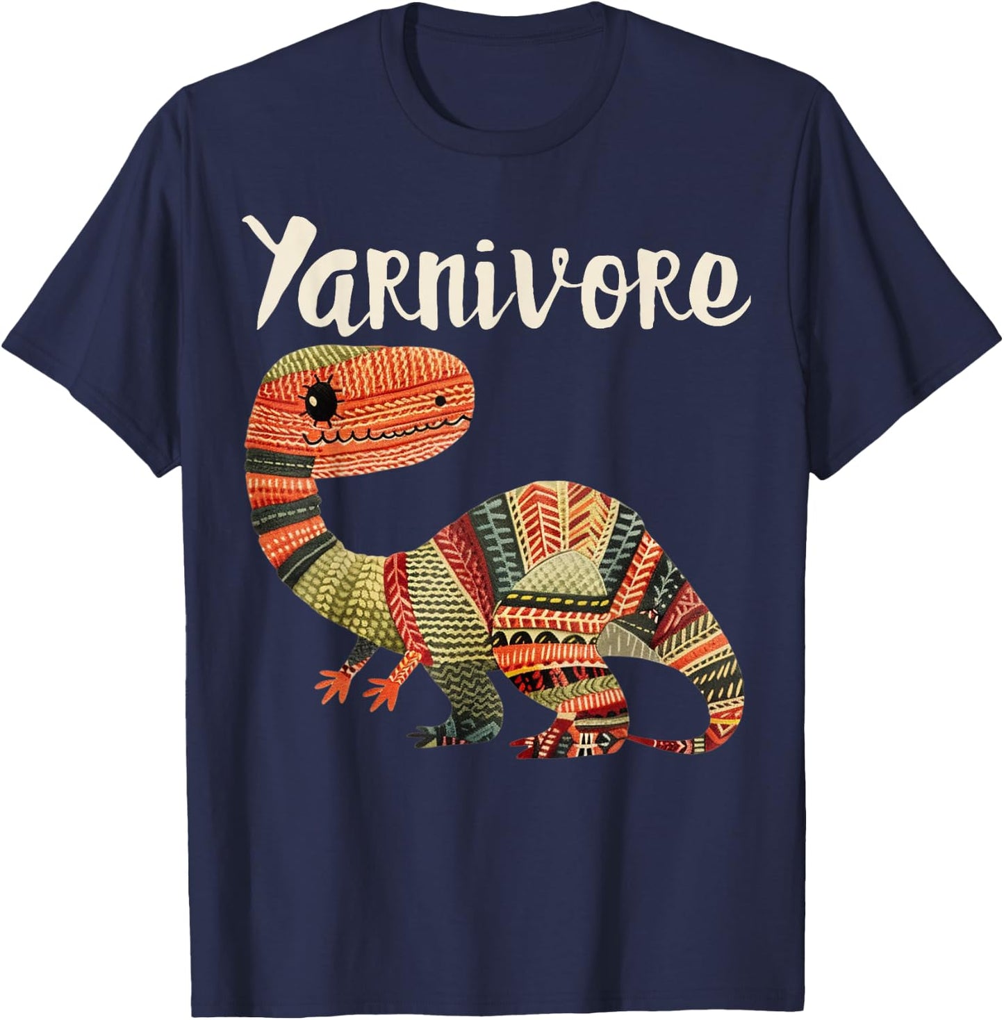 Yarnivore Funny Cute Crochet Knitting Yarn Dinosaur T-Shirt - T-Shirt | Navy