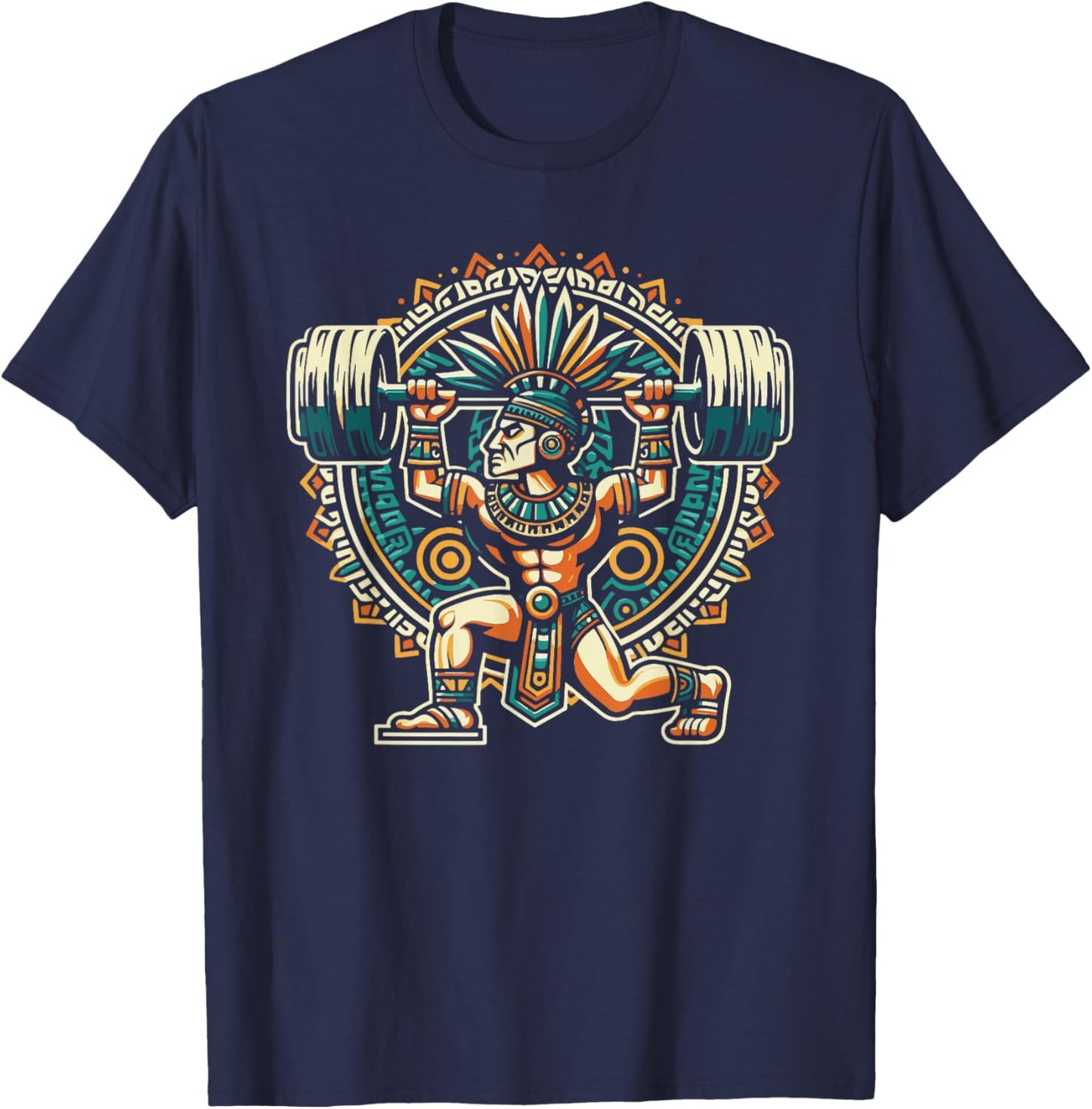 Aztec Warrior Gym Weightlifting Bodybuilding Workout T-Shirt - T-Shirt | Navy