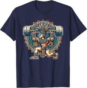 Aztec Warrior Gym Weightlifting Bodybuilding Workout T-Shirt - T-Shirt | Navy