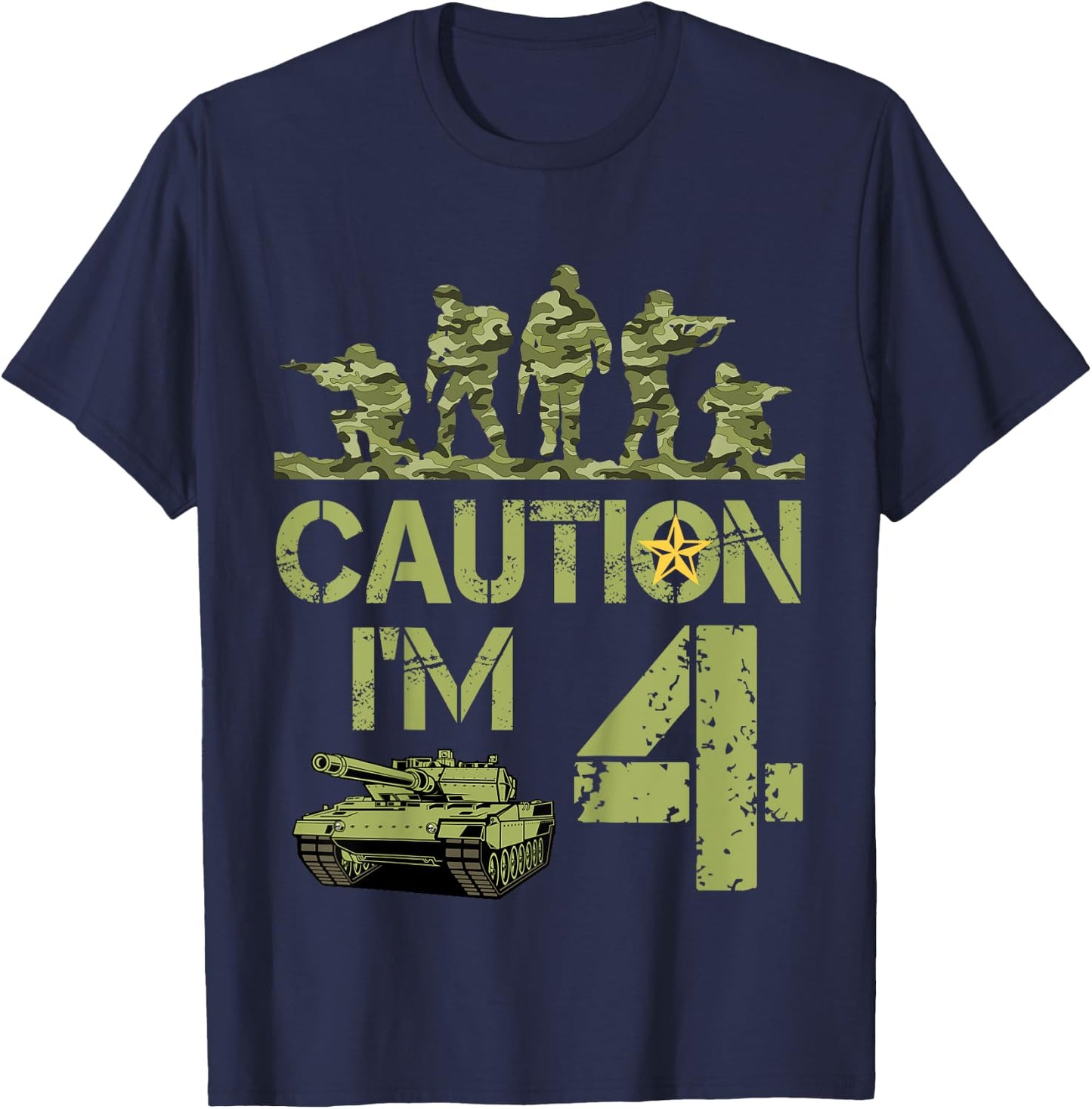 Kids 4th Birthday Military I'm 4 Year Old Soldier Camo 4 Birthday T-Shirt - T-Shirt | Navy