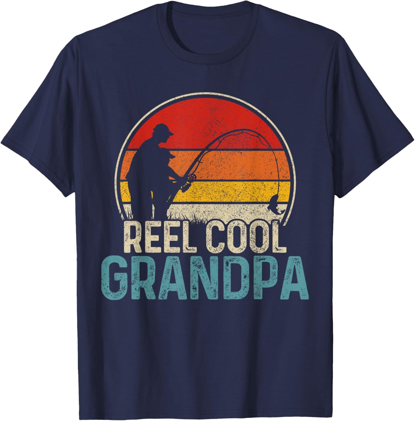Reel Cool Grandpa Funny Fishing Vintage Fisherman Gift T-Shirt - T-Shirt | Navy