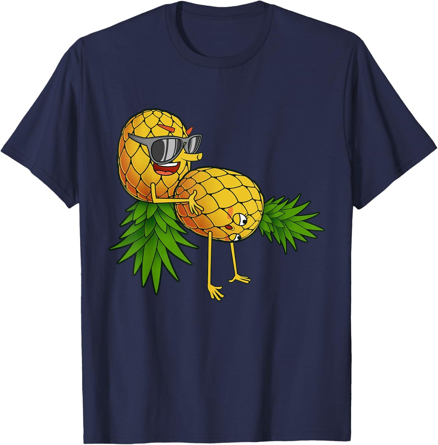 Funny Upside Down Pineapple Swinger Gift and Men Small T-Shirt - T-Shirt | Navy