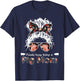 Kinda busy being a pig mom messy hair in bun bandana T-Shirt - T-Shirt | Navy
