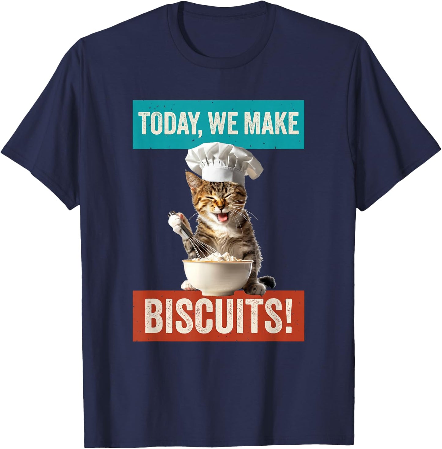 Cat Make Biscuits Funny Cat Baker Kitten Cook for Cat Owner T-Shirt - T-Shirt | Navy