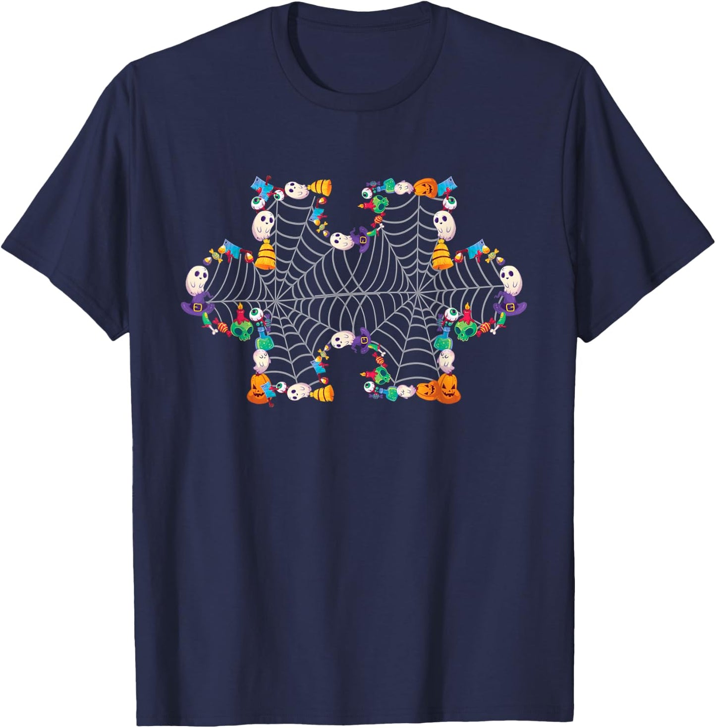 Halloween Autism Awareness Puzzle Pumpkin Ghost Broom Zombie T-Shirt - T-Shirt | Navy