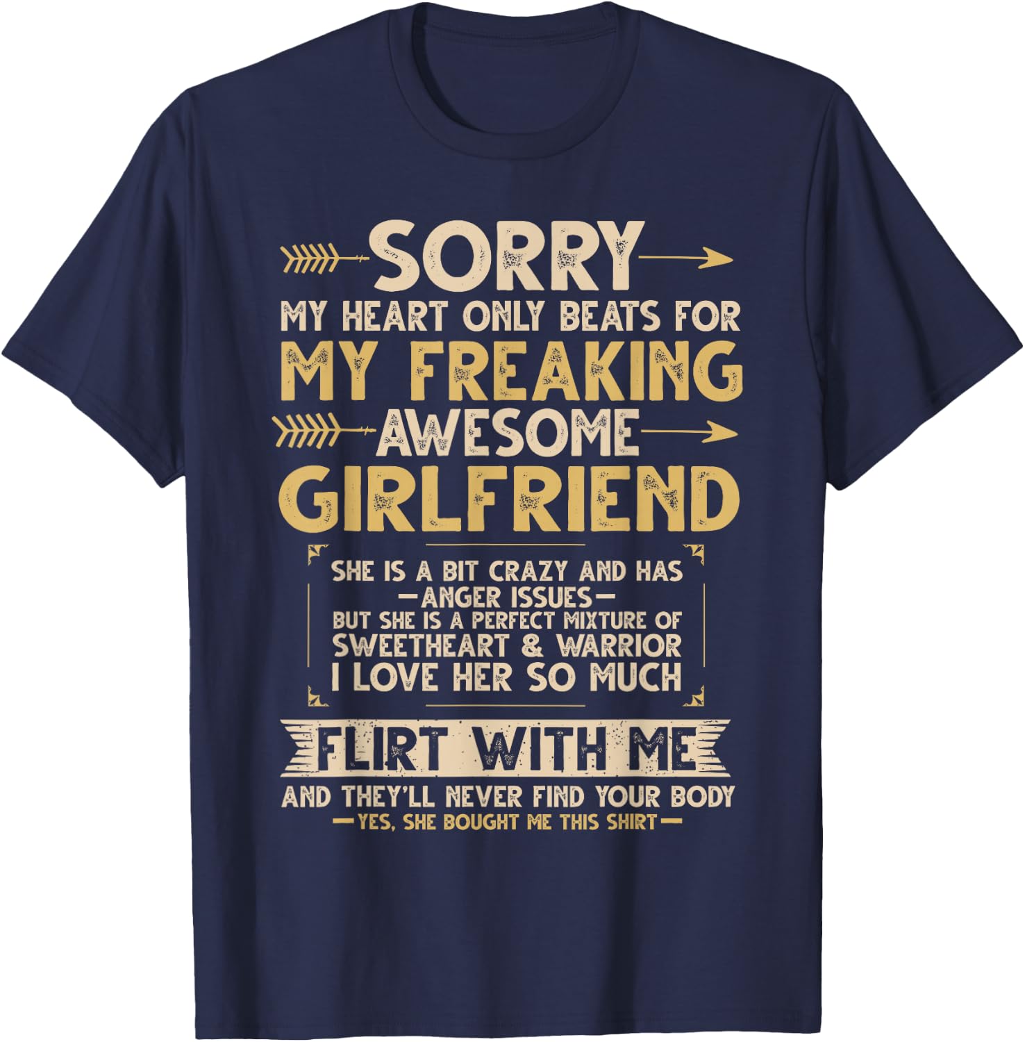I Love My Freaking Awesome Girlfriend Shes a Bit Crazy Funny T-Shirt - T-Shirt | Navy