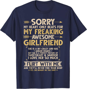 I Love My Freaking Awesome Girlfriend Shes a Bit Crazy Funny T-Shirt - T-Shirt | Navy