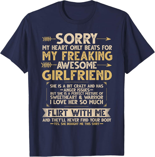 I Love My Freaking Awesome Girlfriend Shes a Bit Crazy Funny T-Shirt - T-Shirt | Navy