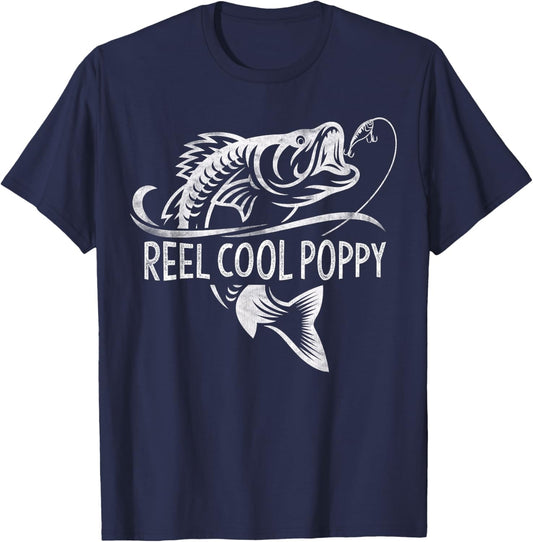 Reel Cool Poppy Fishing Gifts Poppy Father's Day T-Shirt - T-Shirt | Navy