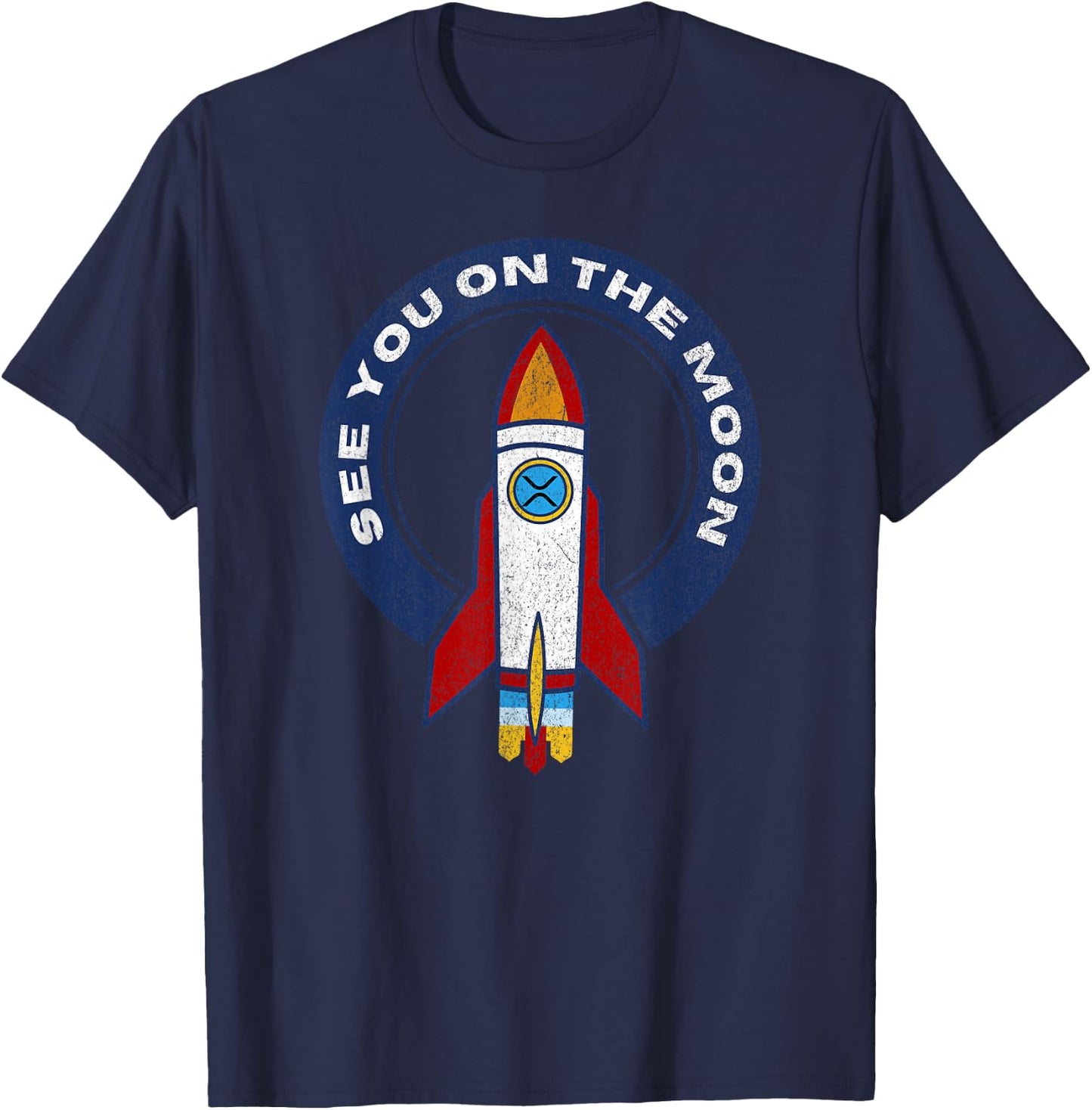 XRP Moon Crypto Merchandise T-Shirt - T-Shirt | Navy