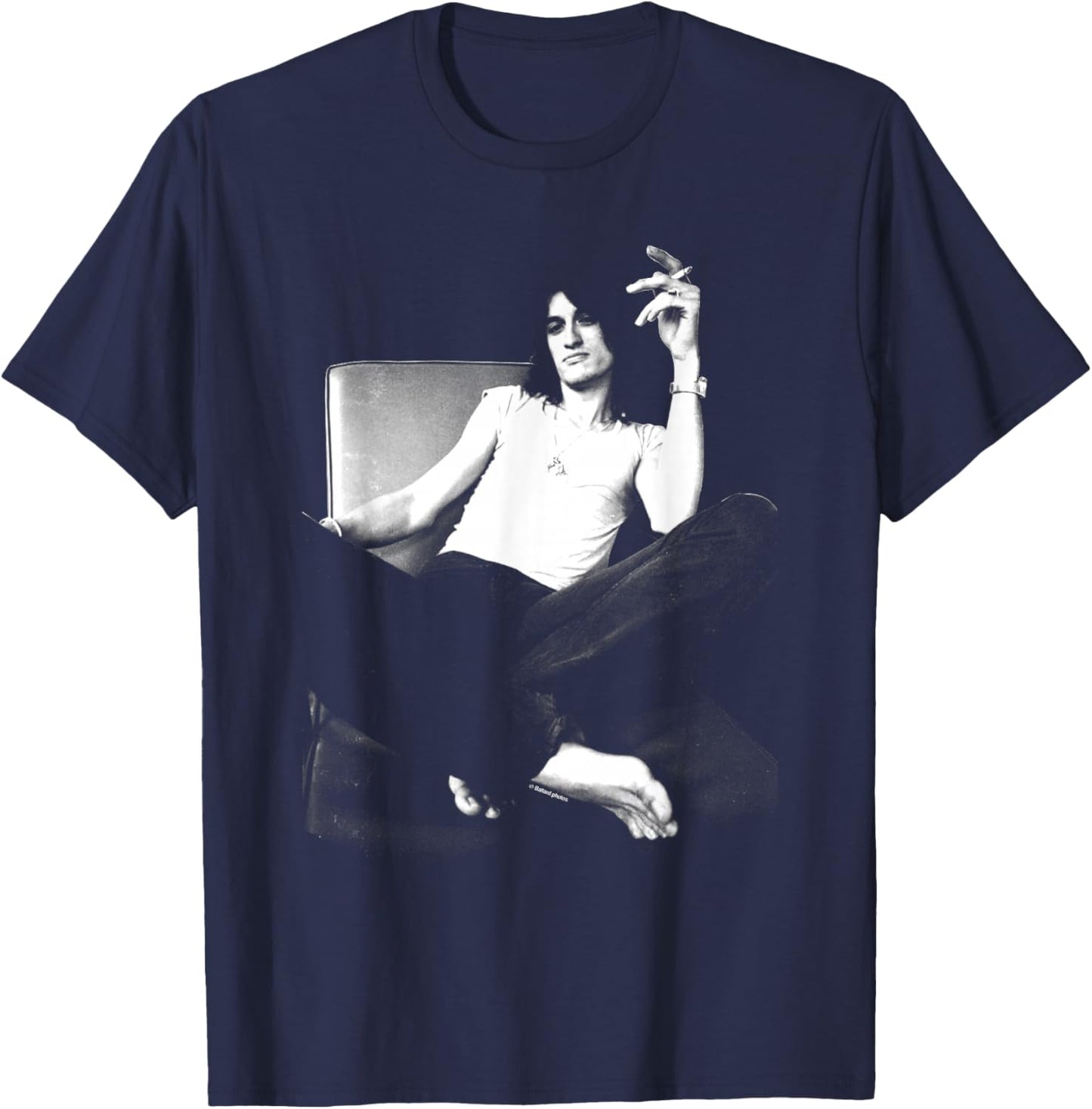 Joe Perry Guitarist Of Aerosmith 1985 By Allan Ballard T-Shirt - T-Shirt | Navy