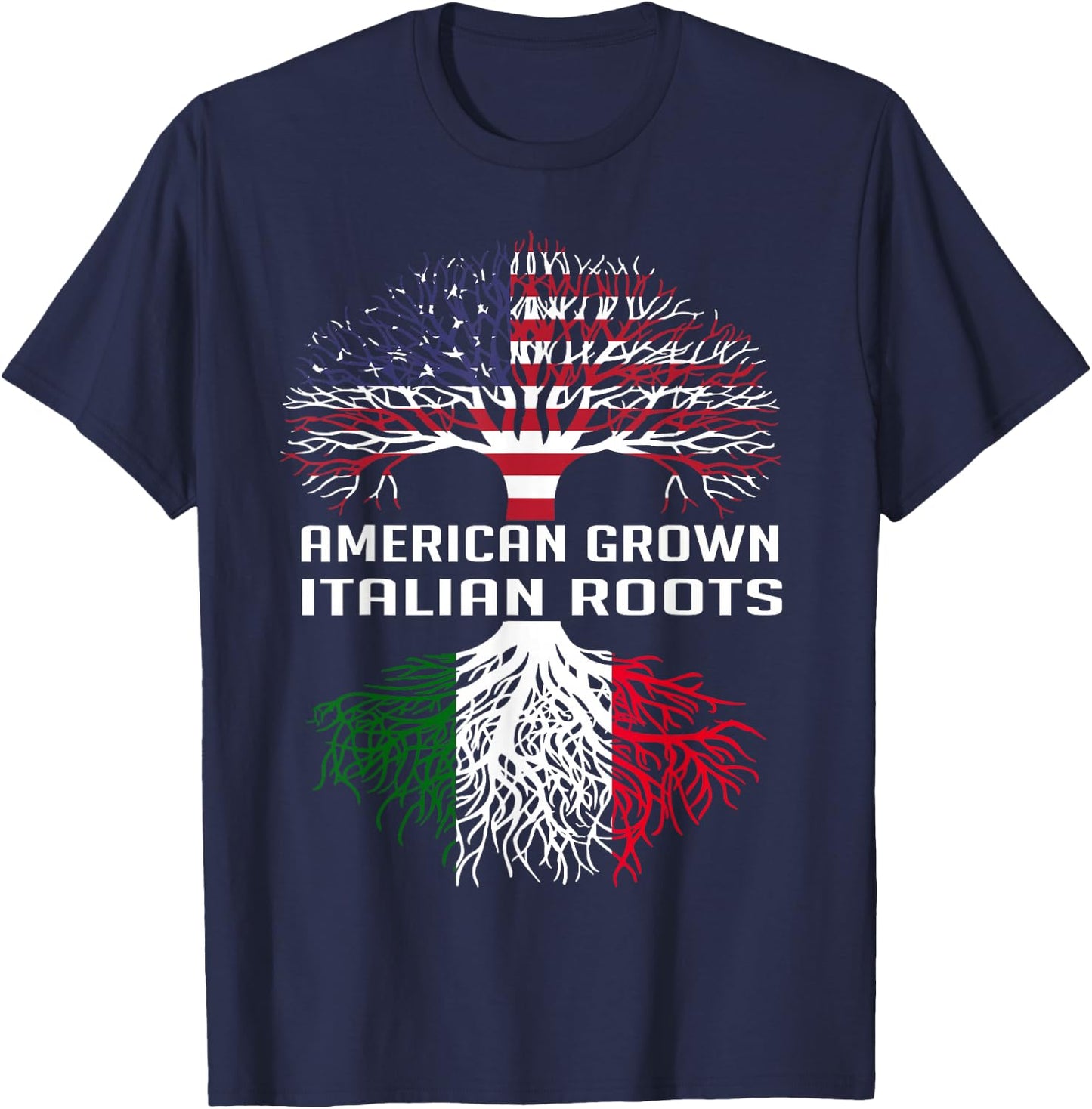 American Grown Italian Roots Italy Flag Proud Italian Roots T-Shirt - T-Shirt | Navy
