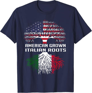American Grown Italian Roots Italy Flag Proud Italian Roots T-Shirt - T-Shirt | Navy