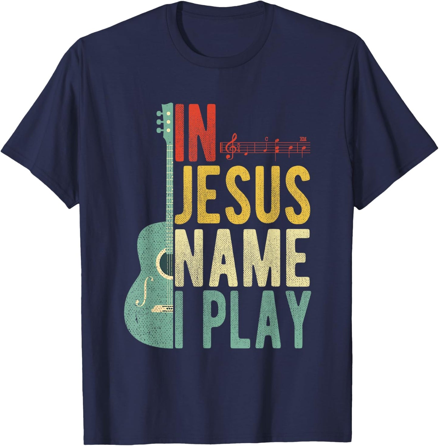 In Jesus Name I Play Guitar T-Shirt - T-Shirt | Navy