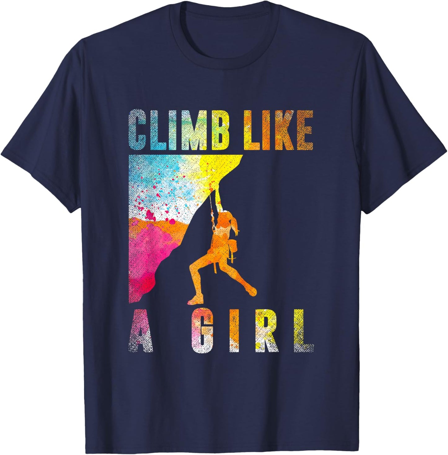 Bouldering Rock Climber Women Girls Kids Rock Climbing T-Shirt - T-Shirt | Navy