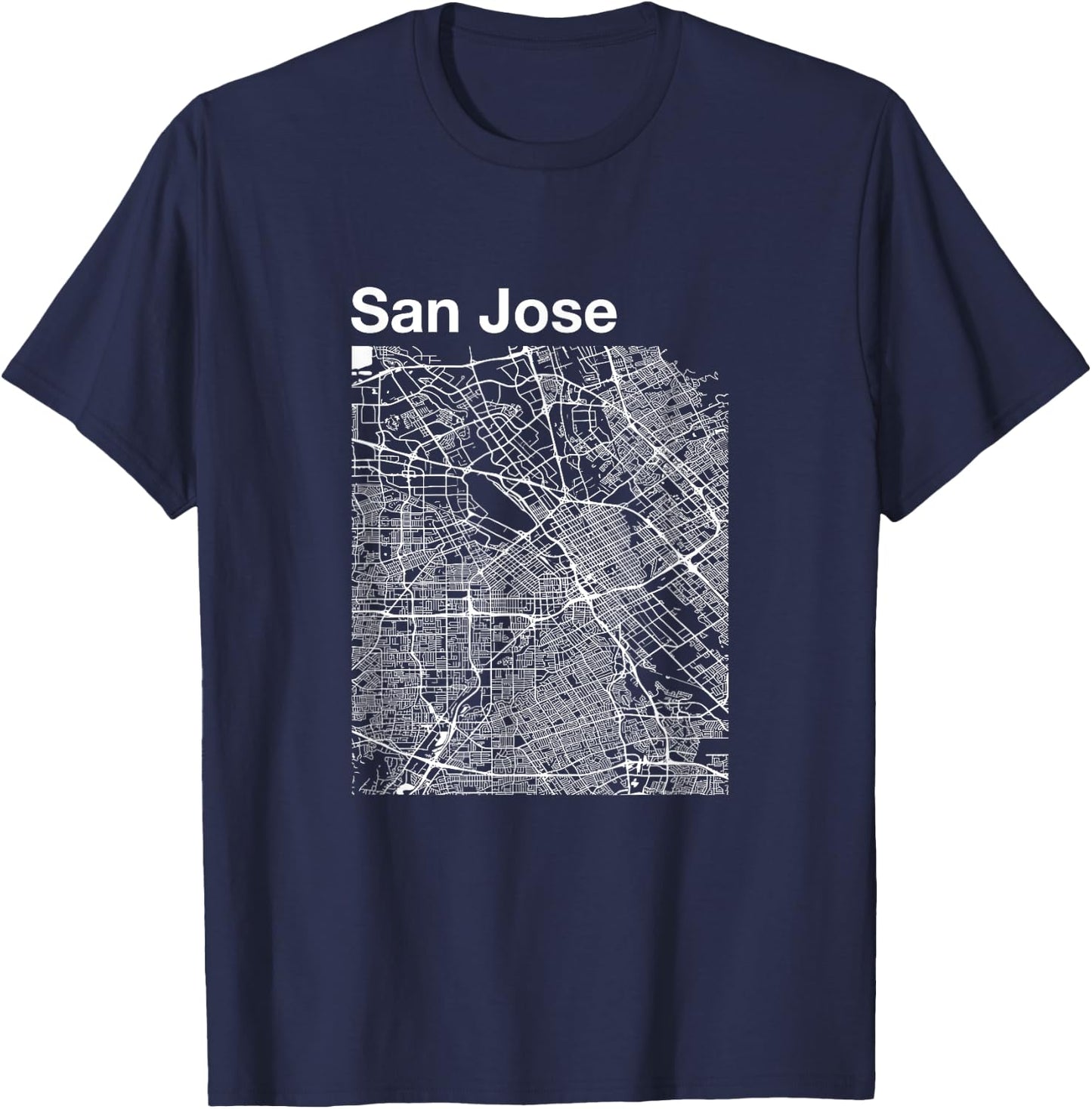 San Jose California Vintage Style Home City Street Map T-Shirt - T-Shirt | Navy