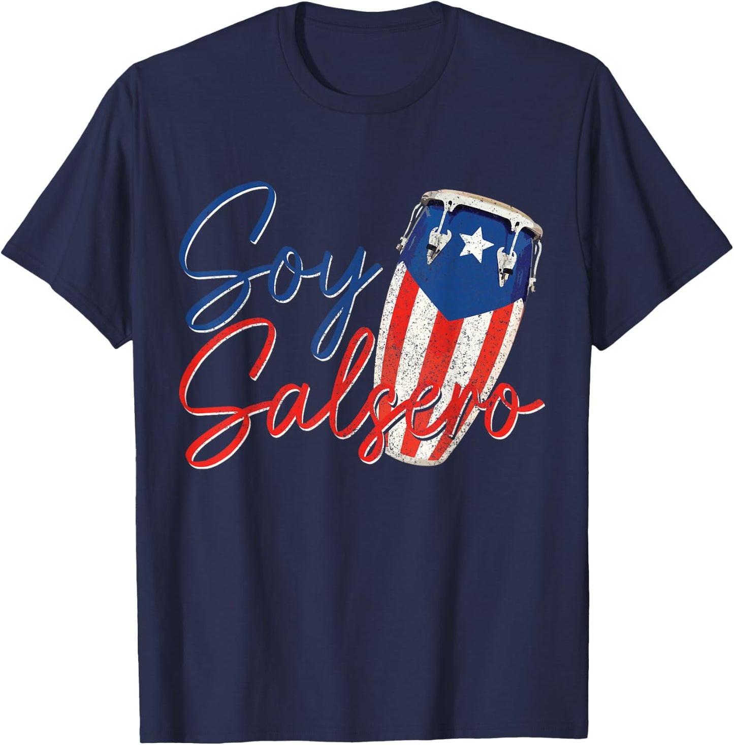 Puerto Rico Salsa Dancing Music Flag Caribbean Souvenir T-Shirt - T-Shirt | Navy